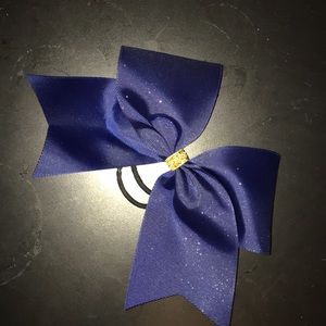 Navy blue sparkly cheer bow